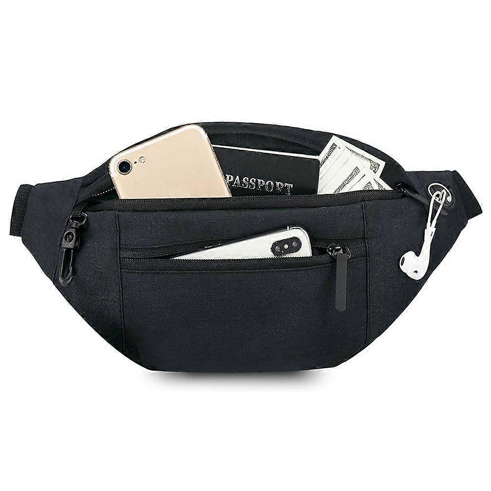 Large Crossbody Fanny Pack with Zipper Pockets, Running Casual Hands-Free Wallets Waist Pack