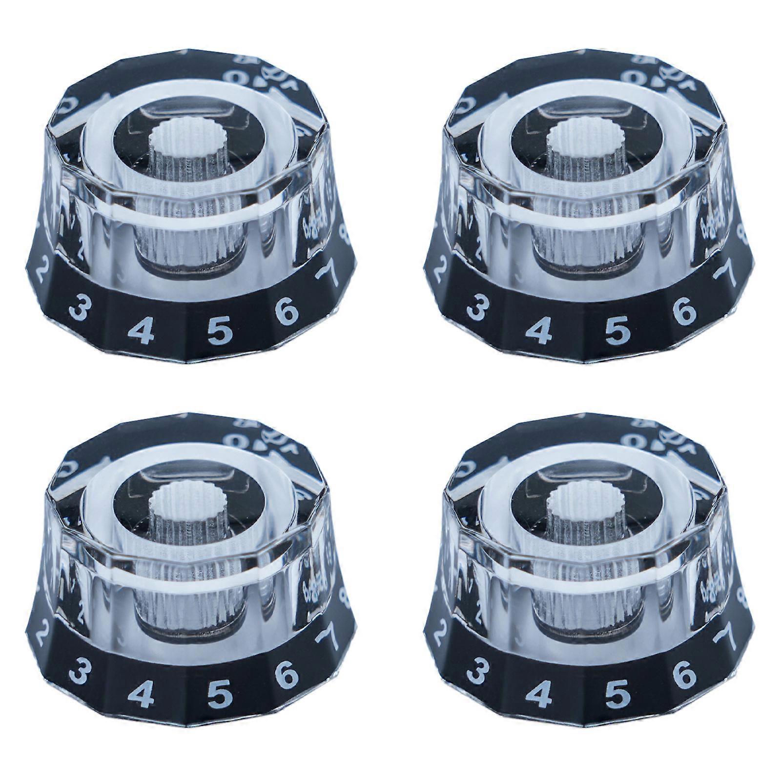 4 pcs Guitar Acrylic Knobs Speed Control Knobs Volume Tone Control Knobs Potentiometer Cap for Electric Guitar or Bass  Black