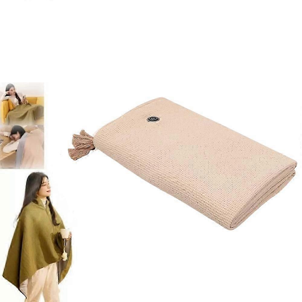 Portable Heated Shawl, Portable Soft Zipper Electric Heated Blanket Shawl