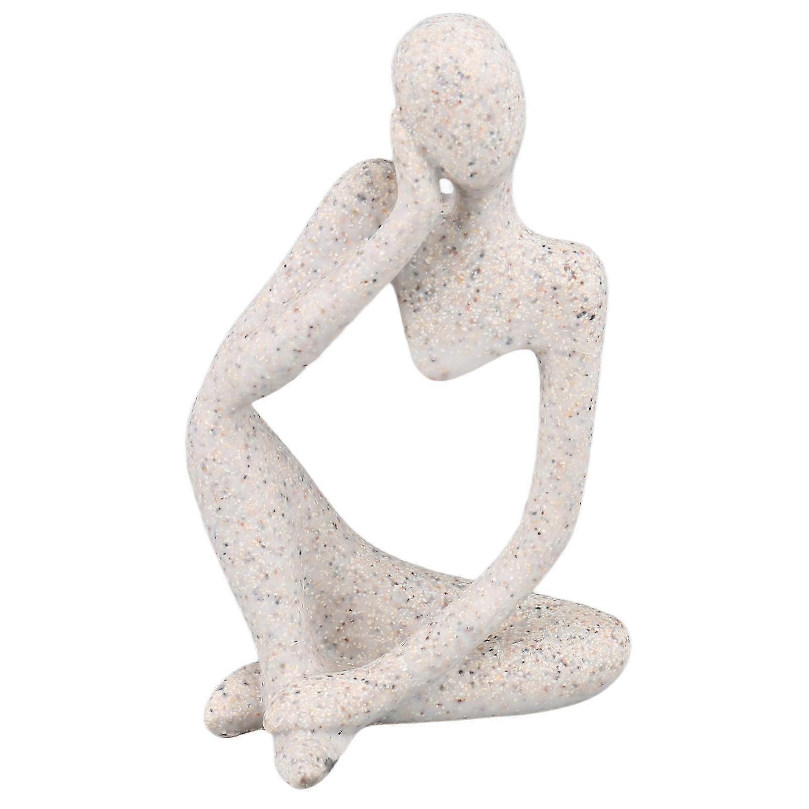 Resin Thinker Statue Abstract Thinker Figure Thinker Style Decoration for Living Room Office Book Shelf Sandstone Right