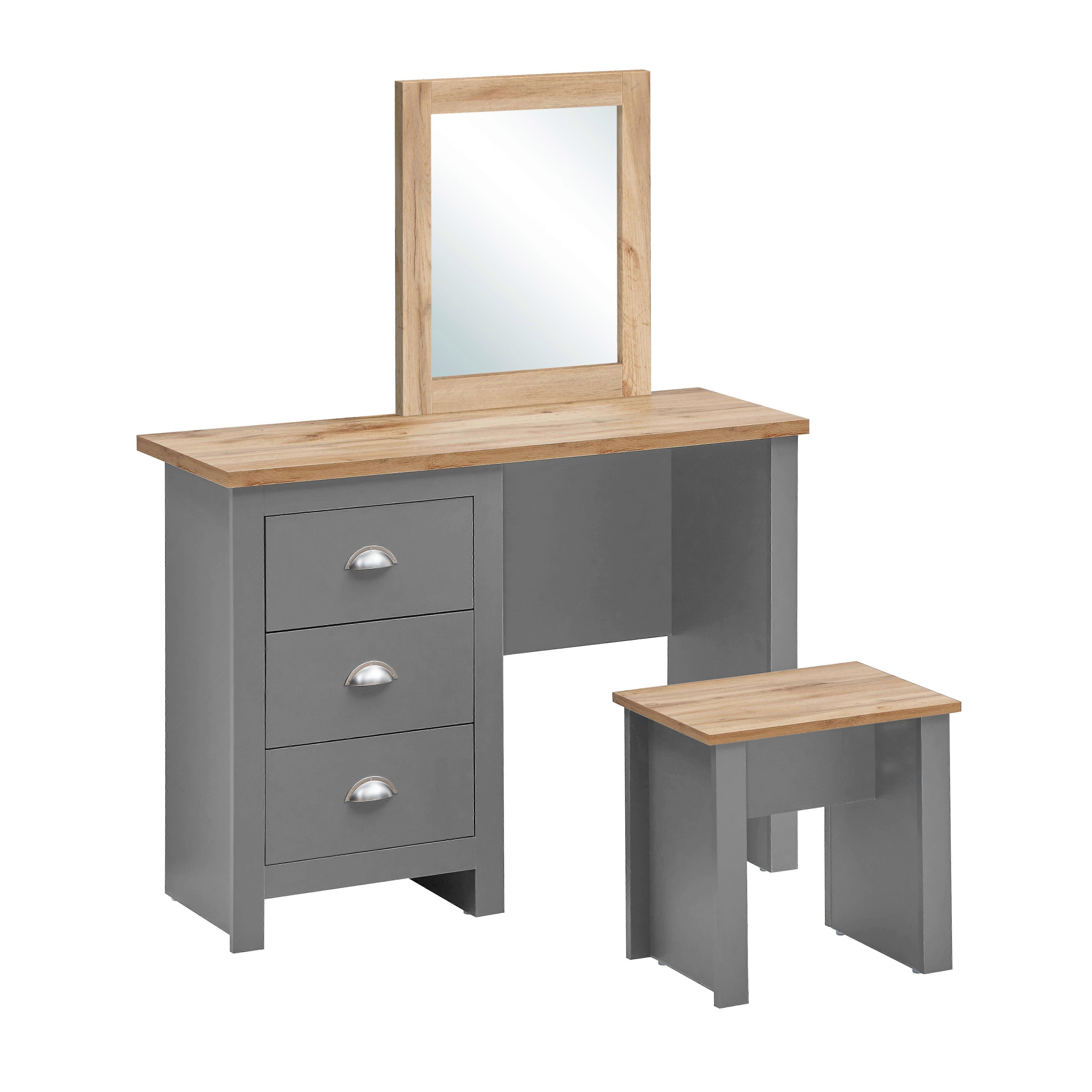 Dressing Table Set With Drawers Mirror Stool Modern Vanity Makeup Desk Bedroom