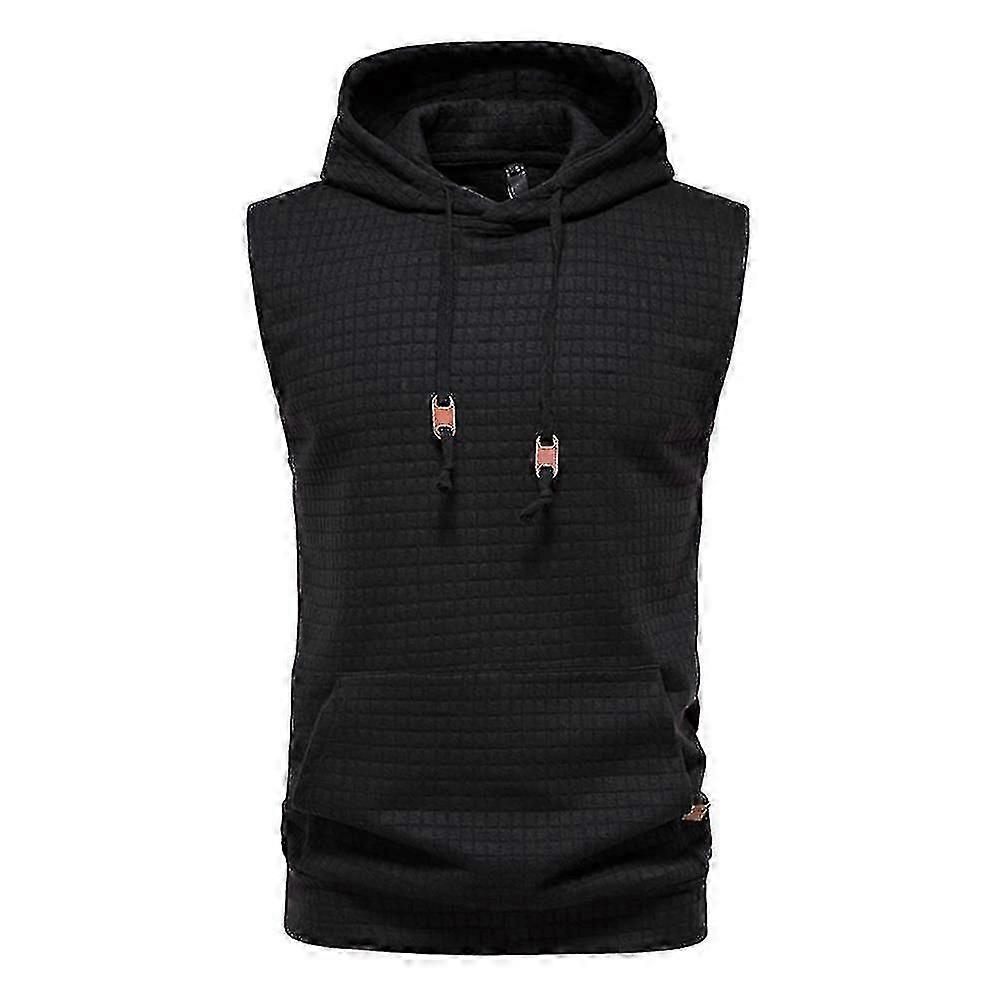 Men Gym Sleeveless Hoodie Fitness Sports Hooded Vest Pullover Tops