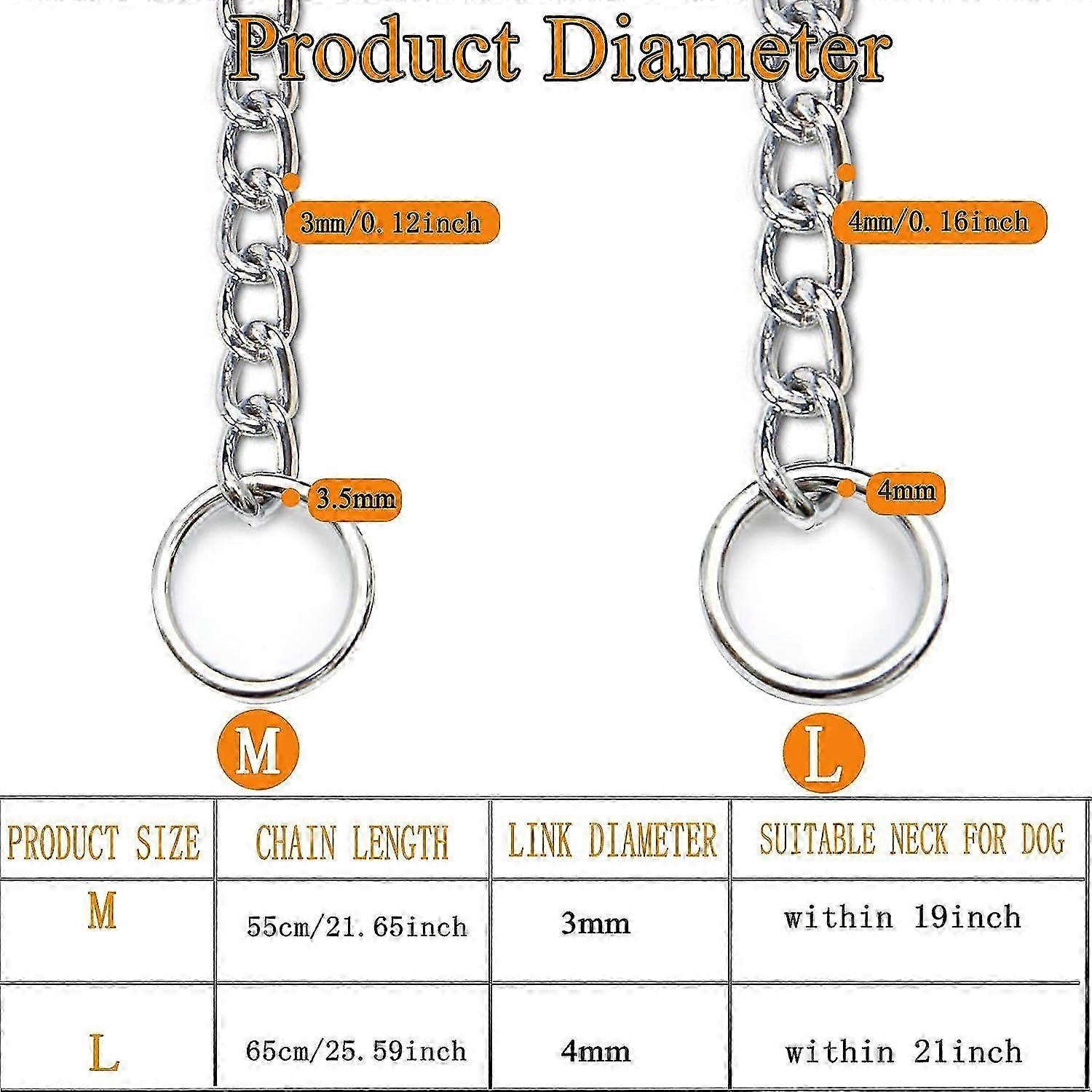 GITG Stainless Steel Dog Chain Slip Collar – Training Choke Collar XS-XL