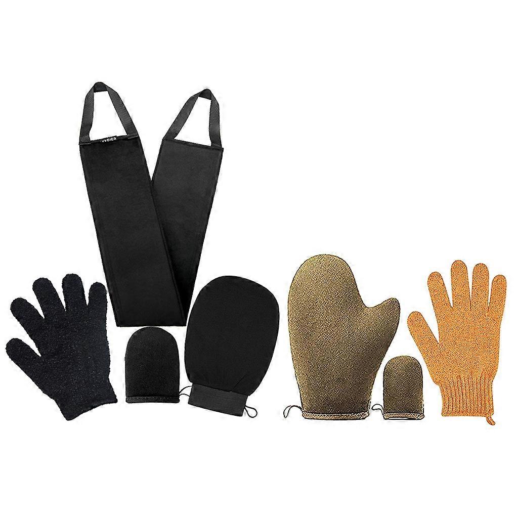 4Pcs Self Tanning Mitt with Back Lotion Cream Applicator Kit Exfoliator Glove orange