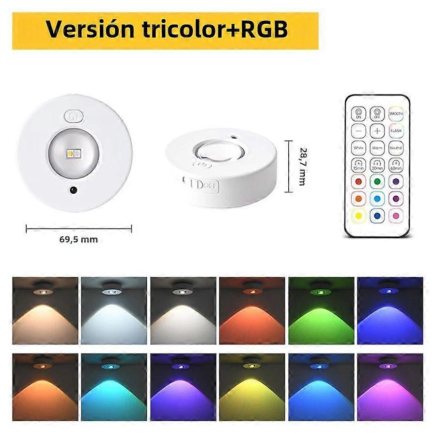 White RGB LED Lamp with IR Remote Control, Wireless Rechargeable Night Light for Cabinet and Display, Stage Light