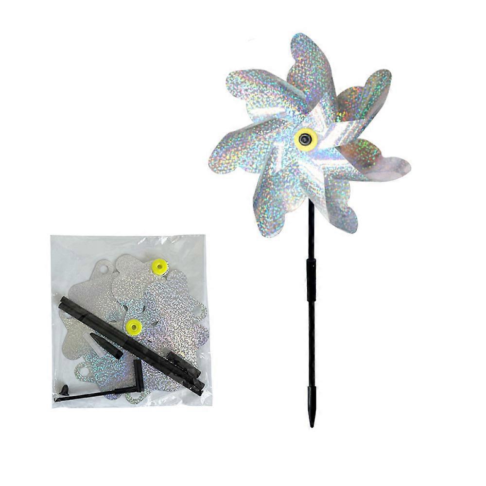 Pinwheels Wind Spinner, Reflective, Sparkly Silver, Visual Deterrence
