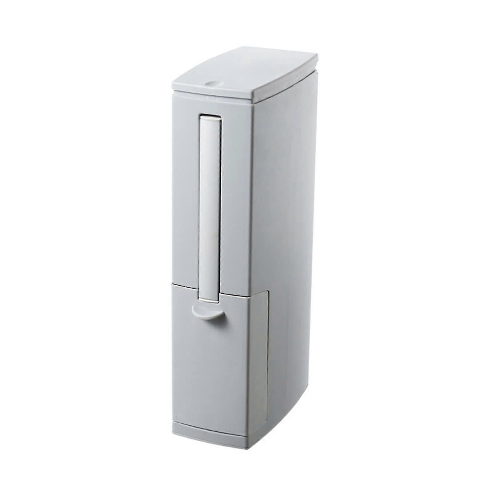 Narrow Trash Can with Toilet Brush Holder Garbage Storage with Press Top Lid Modern Waste Can for Bathroom