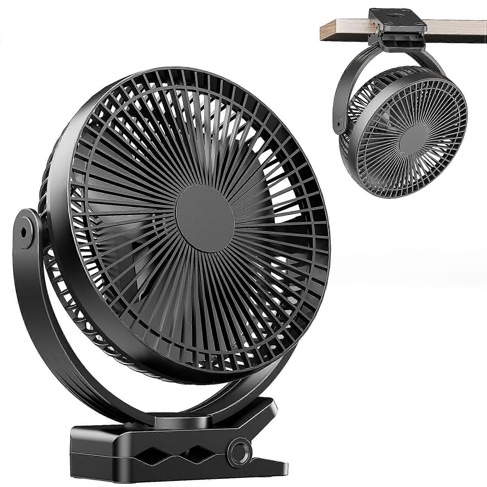 USB Desk Fan, 8-Inch Rechargeable Fan with 10000mAh Battery, 4 Speed Settings and 720° Rotation Clip Fan