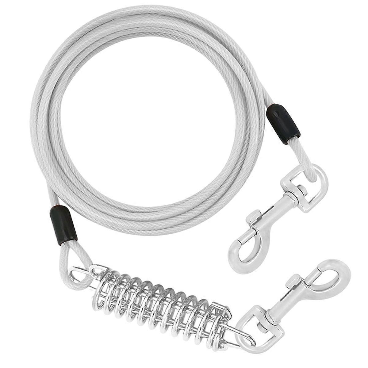 Dog leash with spring swivel lockable hook, yard pet runner cable lead, suitable for small to medium sized large dogs
