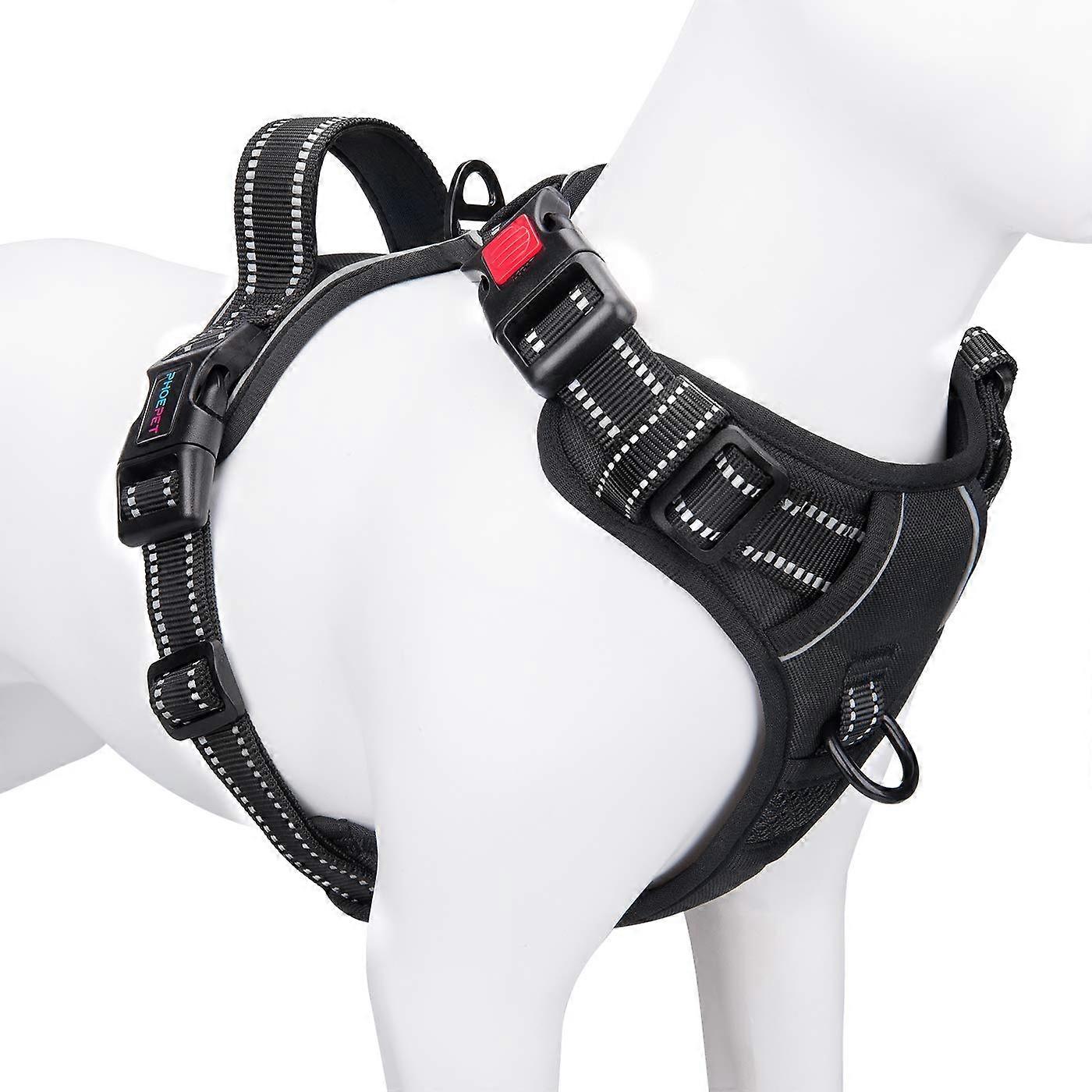 No Pull Dog Harnesses for Small Dogs Reflective Adjustable Front Clip Vest with Handle 2 Metal Rings 3 Buckles Easy to Put on Take Off(XS, Black)