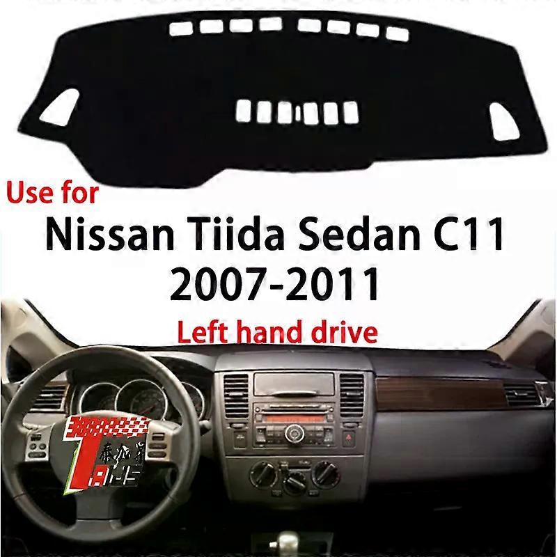 Appliquer TAIJS Factory Simple Housse de tableau de bord en fibre de polyester résistant à la poussière pour Nissan Tiida Berline C11 2007-2011 Conduite à gauche