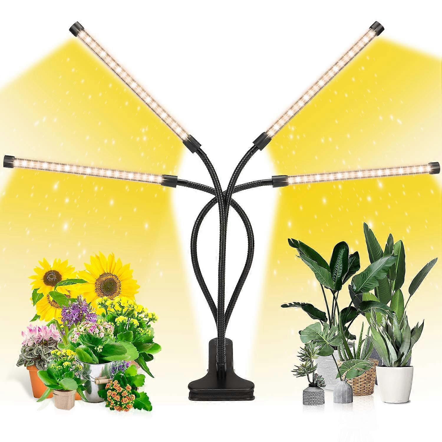 EZORKAS LED Grow Light, 4 Head Timing, 5 Dimmable Levels, Plant Grow Light with Full Spectrum