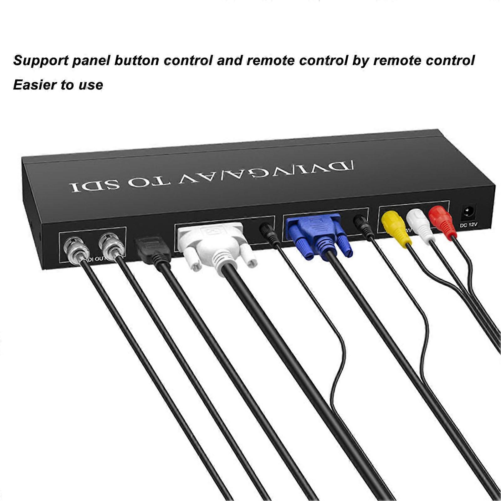 Multi Video Format to SDI HD 3G 1080P60 HD Multimedia Interface DVI VGA AV to SDI Converter 100‑240V