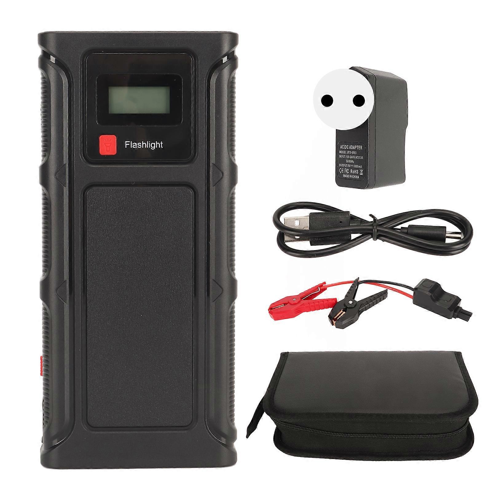 12V Portable Car 2000A Peak 18000mAh Digital Display Jump Starter Battery Pack with LED Light SOS POS 100‑240V
