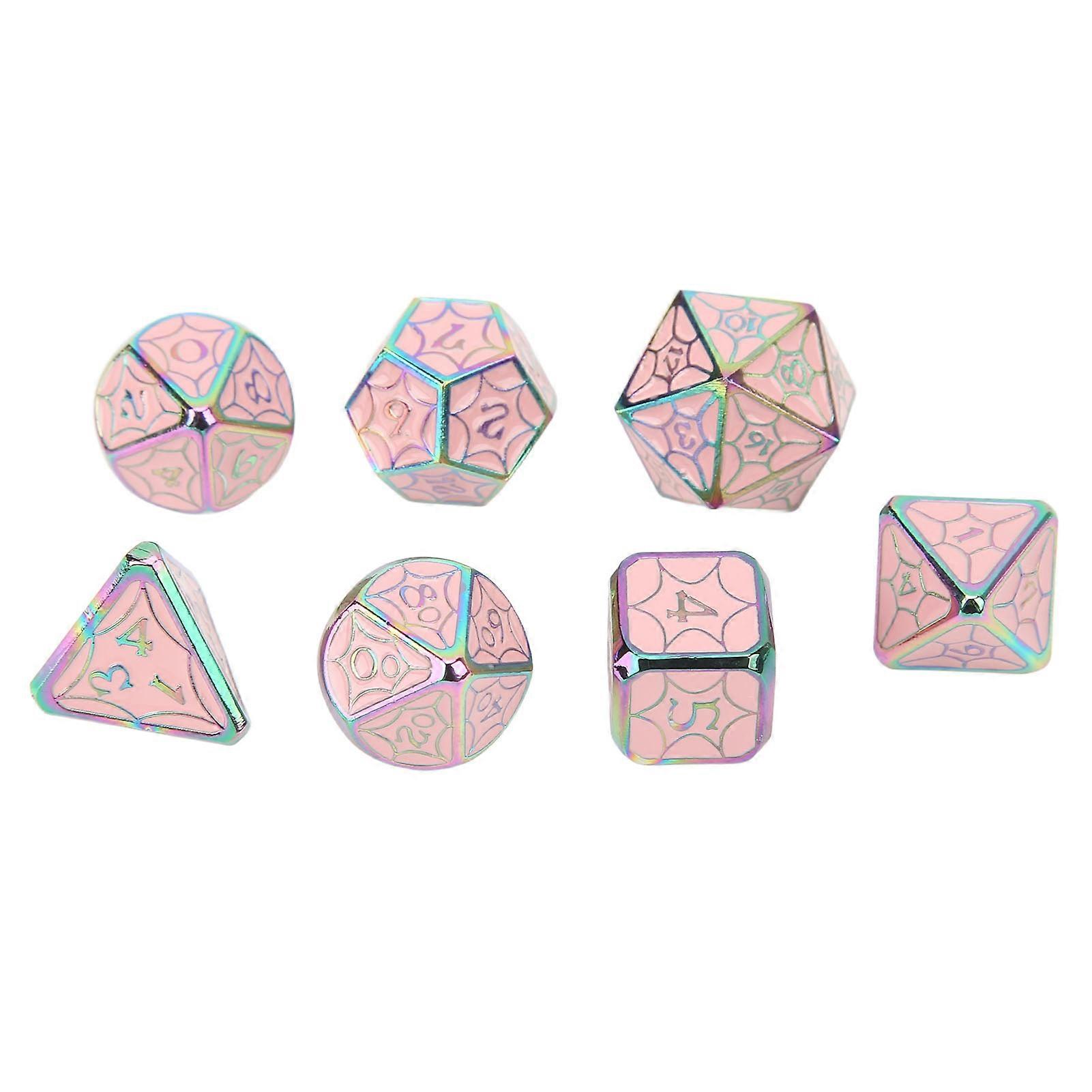 7pcs Polyhedral Dice Set Children Unique Zinc Alloy Dice Board Game Props for Family Gathering Party
