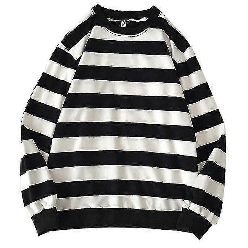 Pull imprimé rayé Femmes Mode Col rond Loose Casual Knit Pull Pull Pull