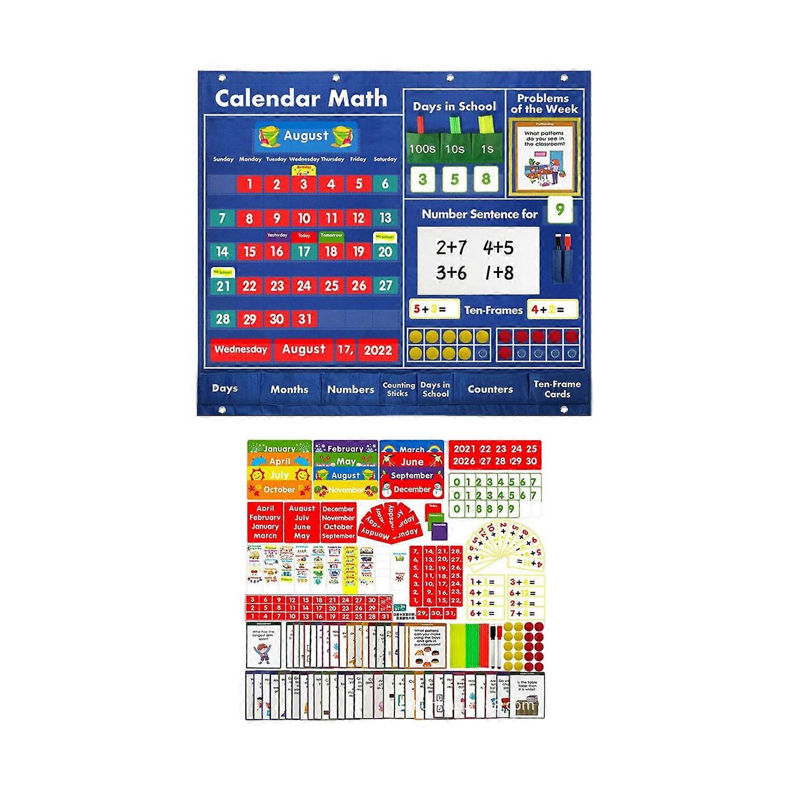 Math Calendar Educational Pocket Chart for Daily Math Activities