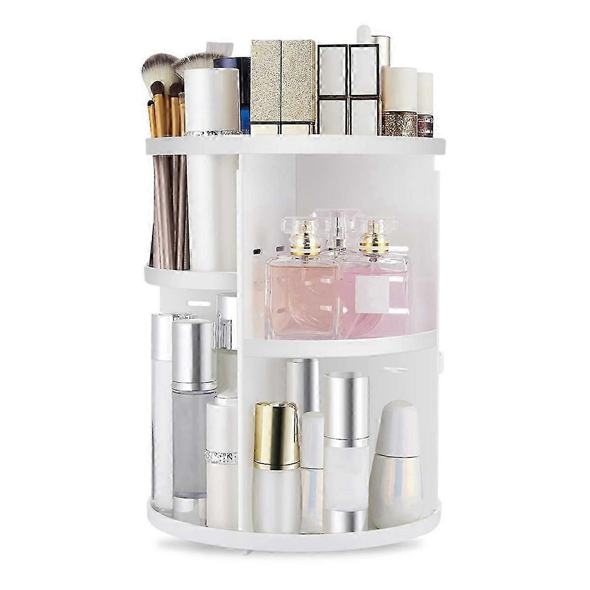 360 Rotating Makeup Organizer,DIY Adjustable Holder,Foldable Cosmetic Storage Display Box
