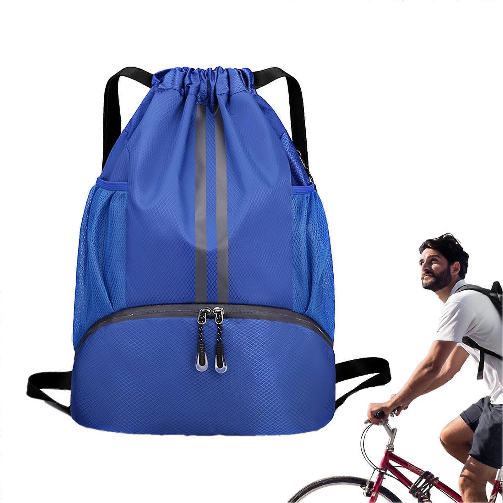 Basketball Backpack with WetDry Separation Shoe Compartment, Blue