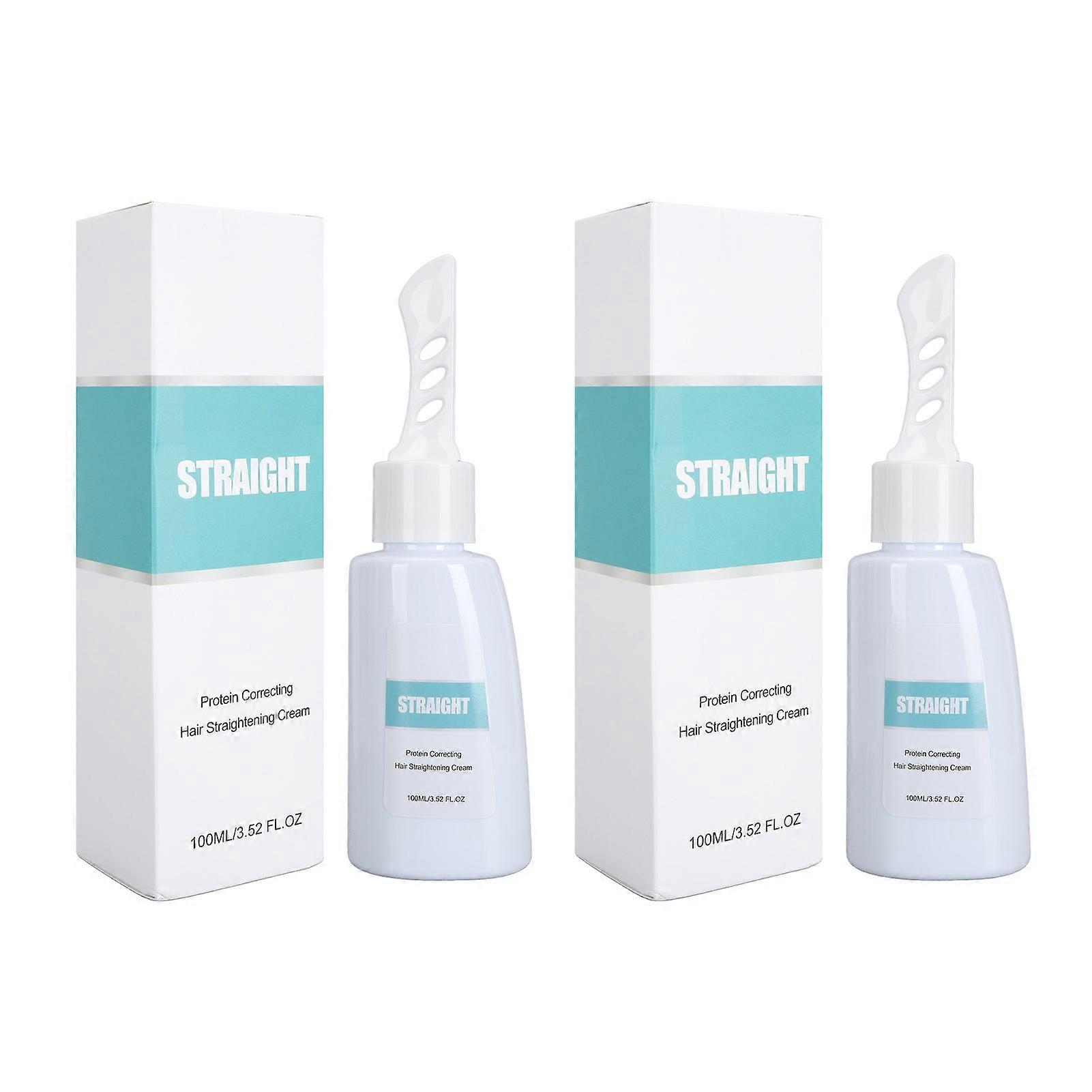2pcs Hair Straightener Cream Professional Protein Correcting Nourishing Repairing Hair Straightening Balm 100ml