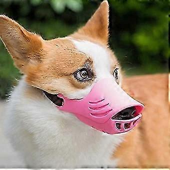 Dog Muzzle, Soft Duck Silicone Mouth Cover with Adjustable Strap for Small Medium Dogs, Best to Prevent Barking, Biting, and Chewing(Pink,M)
