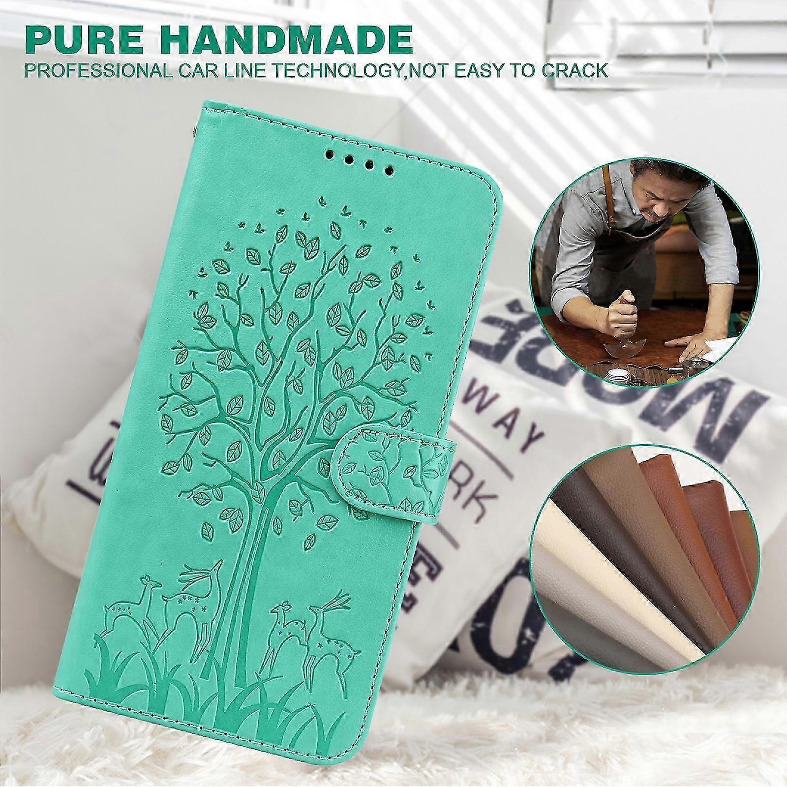 For Google Pixel 6 Pro Tree & Deer Pattern Pressed Printing Horizontal Flip Leather Phone Case 2025