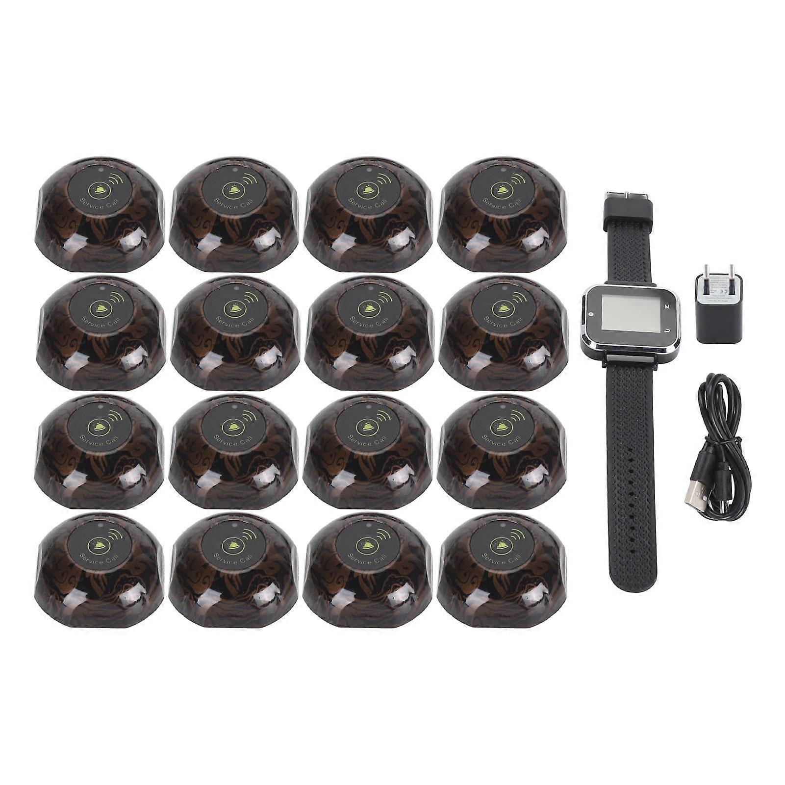 Wireless Caregiver Pager Watch Professional 1 Tows 20 Rechargeable Wireless Calling System for Restaurant Teahouse Office Hotel 100‑240V EU Plug
