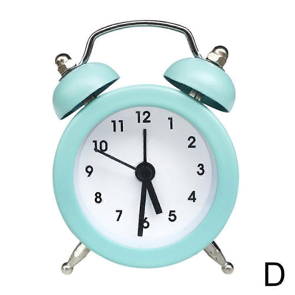 Light green (D) 5cm$ Mini metal alarm clock Creative novel 5cm handle small alarm clock