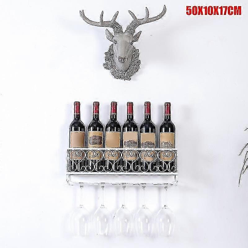 Wall Mounted Iron Wine Rack Bottle Champagne Glass Holder Shelves