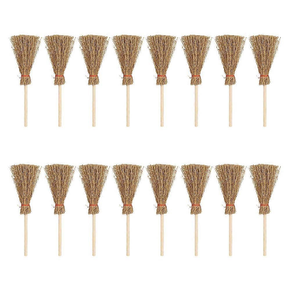 16pcs Mini Broom Props for Dollhouse Decor – Safe Simulation Brooms for Creative Mini House, Garden & Landscaping Decoration
