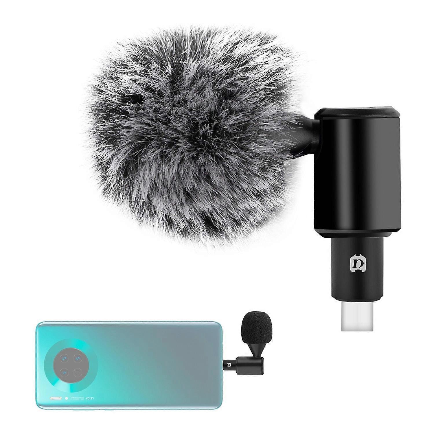 PULUZ PU616B Type-C Wireless Lavalier Microphone Clip-On Omni Lapel Mic for Android Phone Interview 