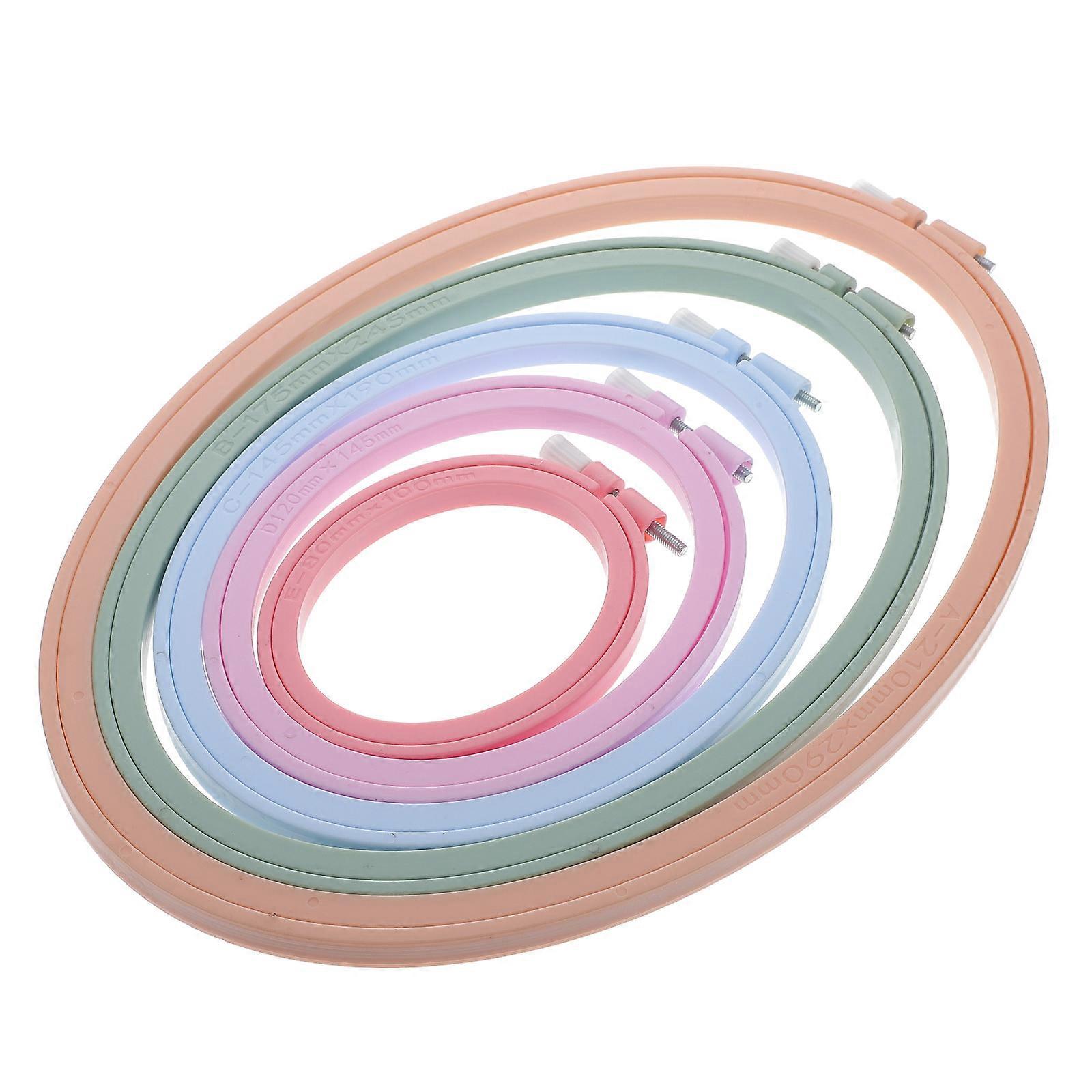 5pcs Embroidery Hoops for DIY Use Lightweight ABS Plastic Material Multi Color 7.87x5.51 Inches