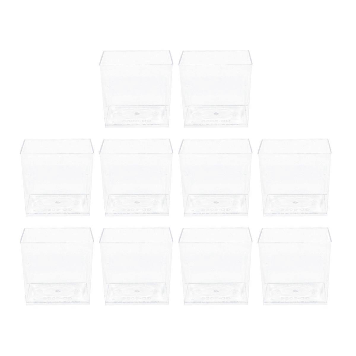 Square Plastic Container Mousse Cup Party Wedding Banquet 150ML Clear Reusable 10Set
