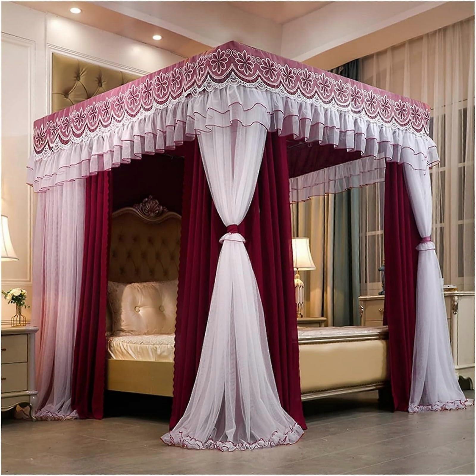 Bed canopy with mosquito net for double bed, sweet decorative bed canopy in princess style, bed curtain (180 x 200 x 200 cm)