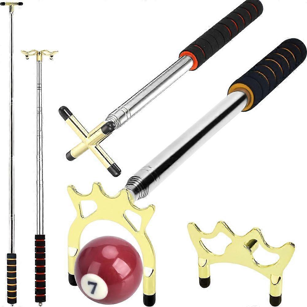 Retractable Billiards Cue Bridge Snooker Pool Bridge Stick Retractable Billiards Cue Stick Bridge with 3 Pcs Removable Bridge Head Pool Cue Table Acce
