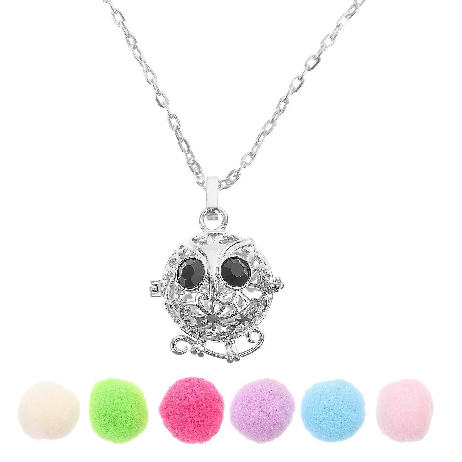 Essential Oil Aromatherapy Pendant Necklace Daily Wear Round Locket With 6 Color Pads 1 Set Antique Silver