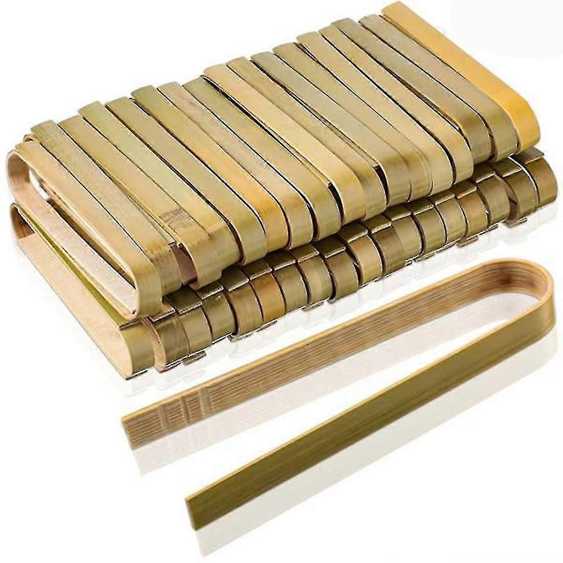 80-Pack Mini Bamboo Tongs for Bread Toast Serving