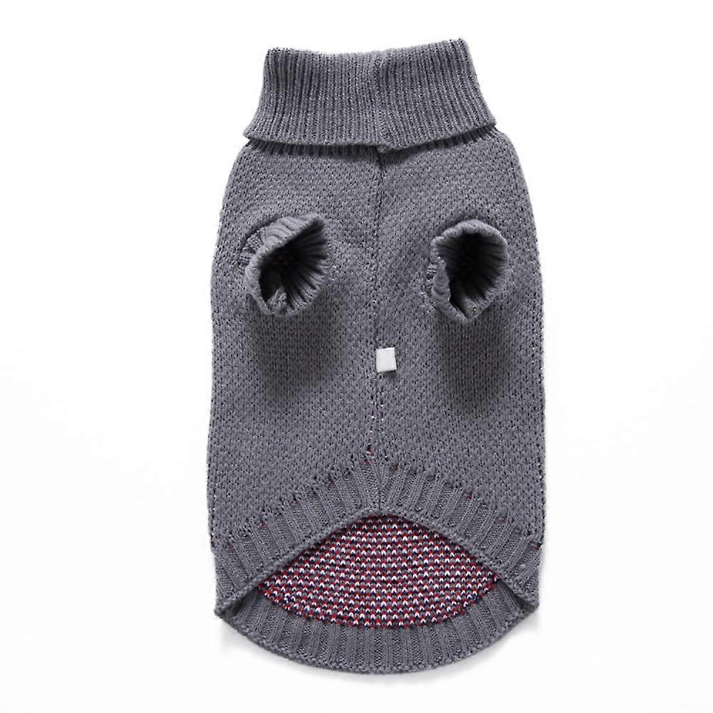 Knitted Dog Sweaters Adorable Puppy Clothes Winter Warmth Grey L 1Pack