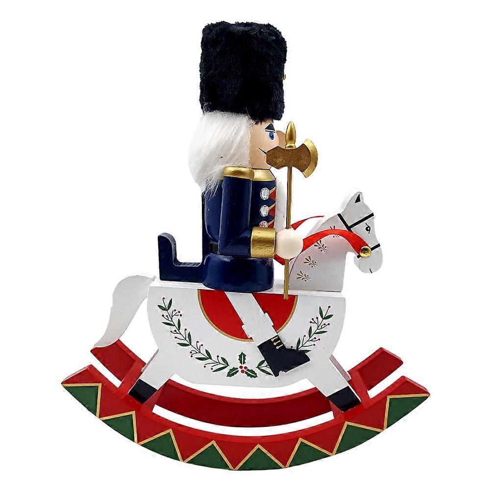 Nutcracker Ornaments Wooden Christmas Nutcracker Figurine On Horse For Home Garden Table Decoration Blue 1Pack