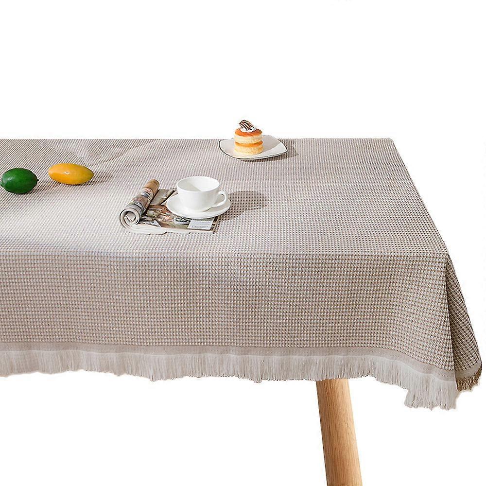 Rectangular Coffee Table Tassel Lace Tablecloth, Cotton Linen Tablecloth,Camping Table Cloth-Coffee
