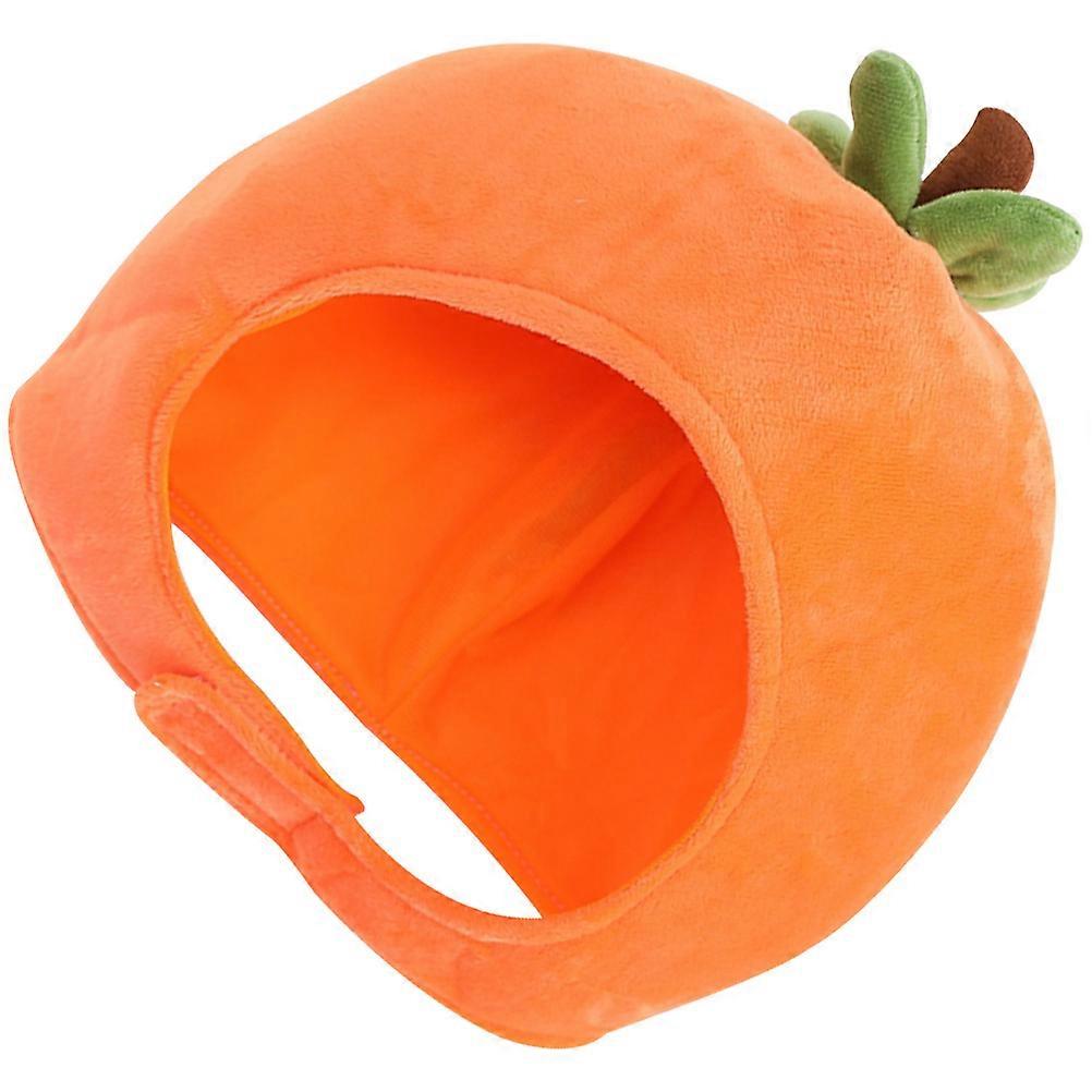 Plush Persimmon Costume Hat – Funny Cosplay Party Photo Prop Decorative Headwear for Halloween Carnival Performance