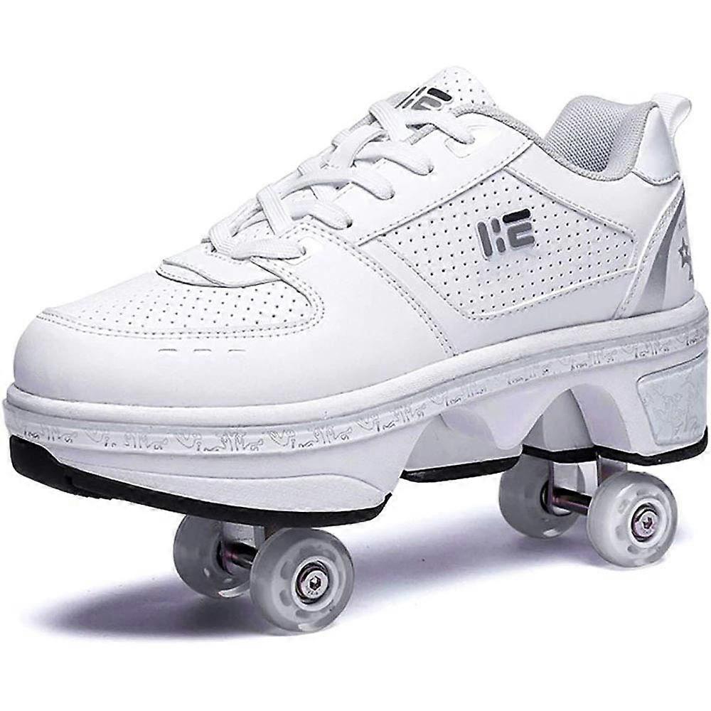 滑轮溜冰鞋， 多功能变形滚轮鞋， 隐形 4 轮滚轮溜冰鞋， 滑冰， ， 户外运动， 男女通用， 英国 5 38