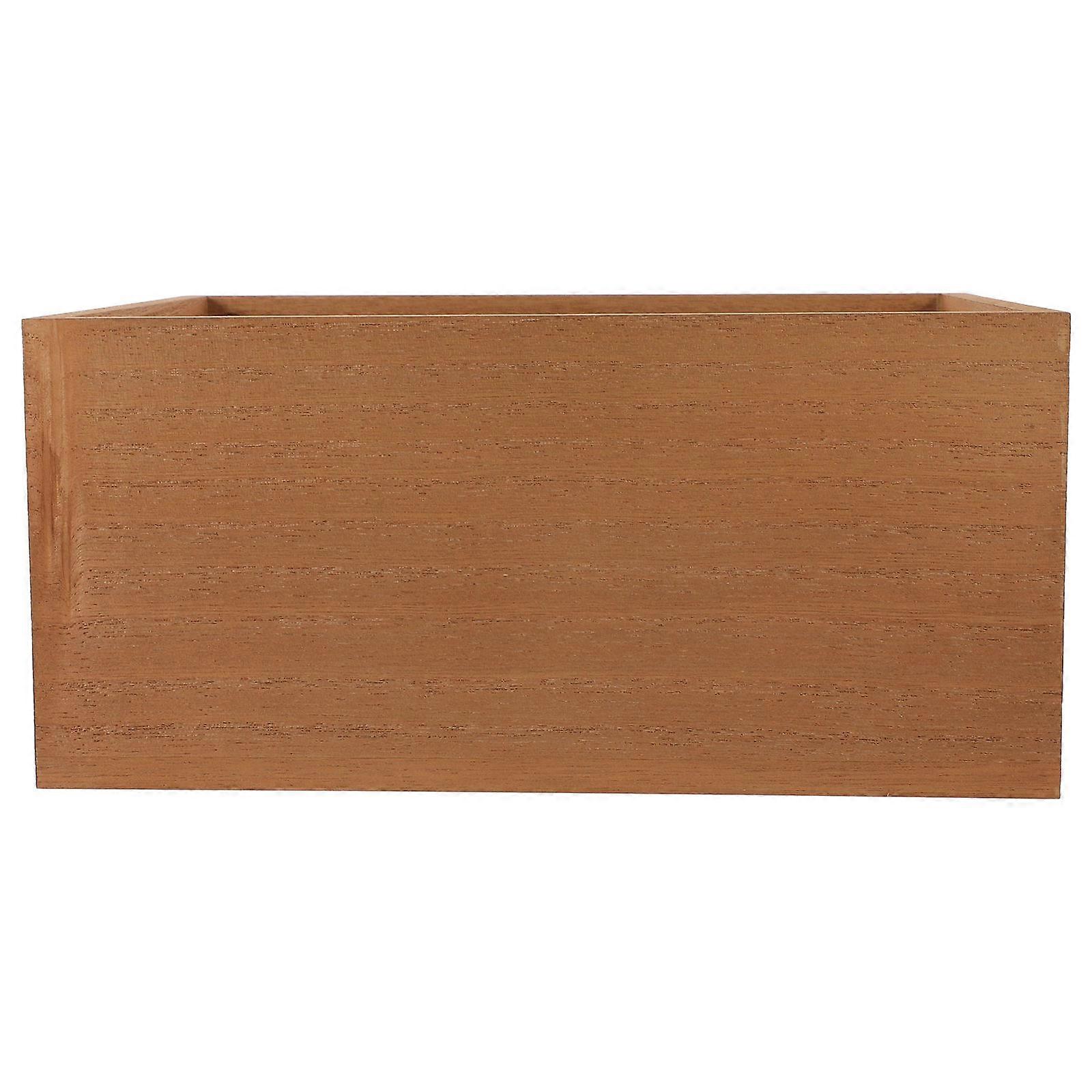 Wood Organizer Wooden Storage Box For Home Use 26x19x12cm Rectangular Simple Design 1Pack