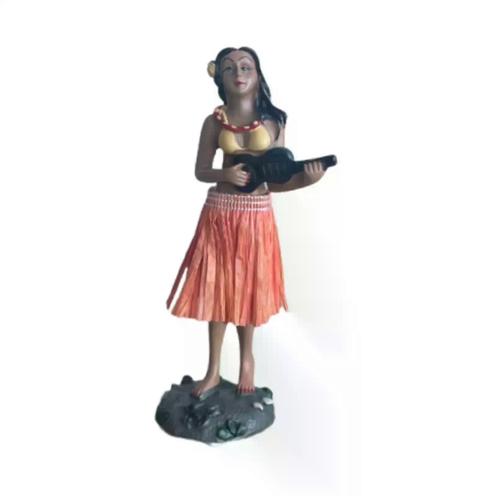 Figurka havajského tanečníka s kytarou, pryskyřicová řemeslná palubní deska Bobblehead Doll Suvenýrová dekorace pro havajskou tématiku
