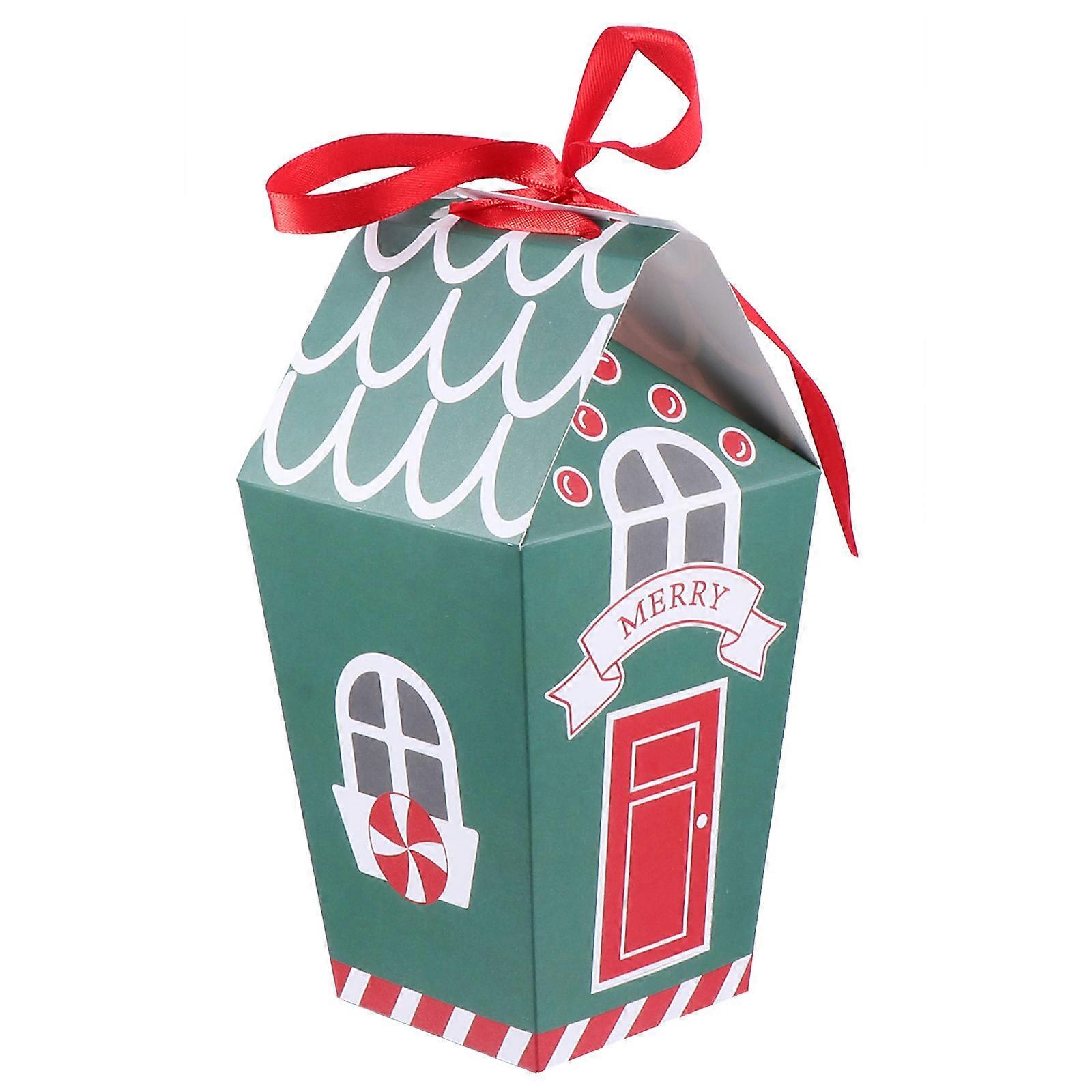 صناديق التعبئة والتغليف هدية عيد الميلاد حقيبة ورق الكرافت الحاضر صندوق حقيبة حلوى اليد الإبداعية 19.5x9.5x7cm 10 قطع