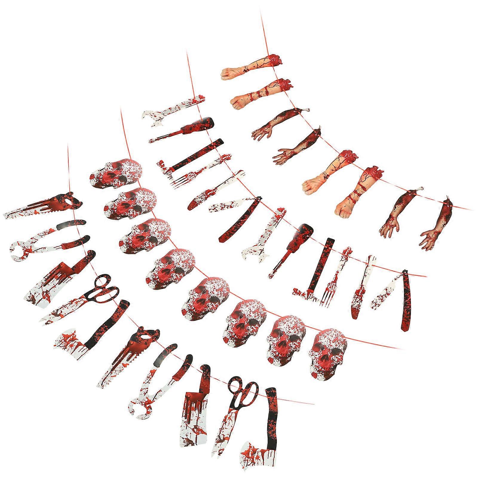 Halloween Themed Banner Decorations Photography Props Assorted Color 20X5CM 4 Sets
