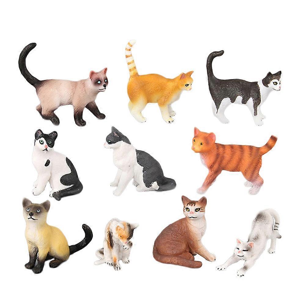 Children Cat Toys Realistic Cat Figure Toy For Indoor Play Assorted Color Plastic 10Pack