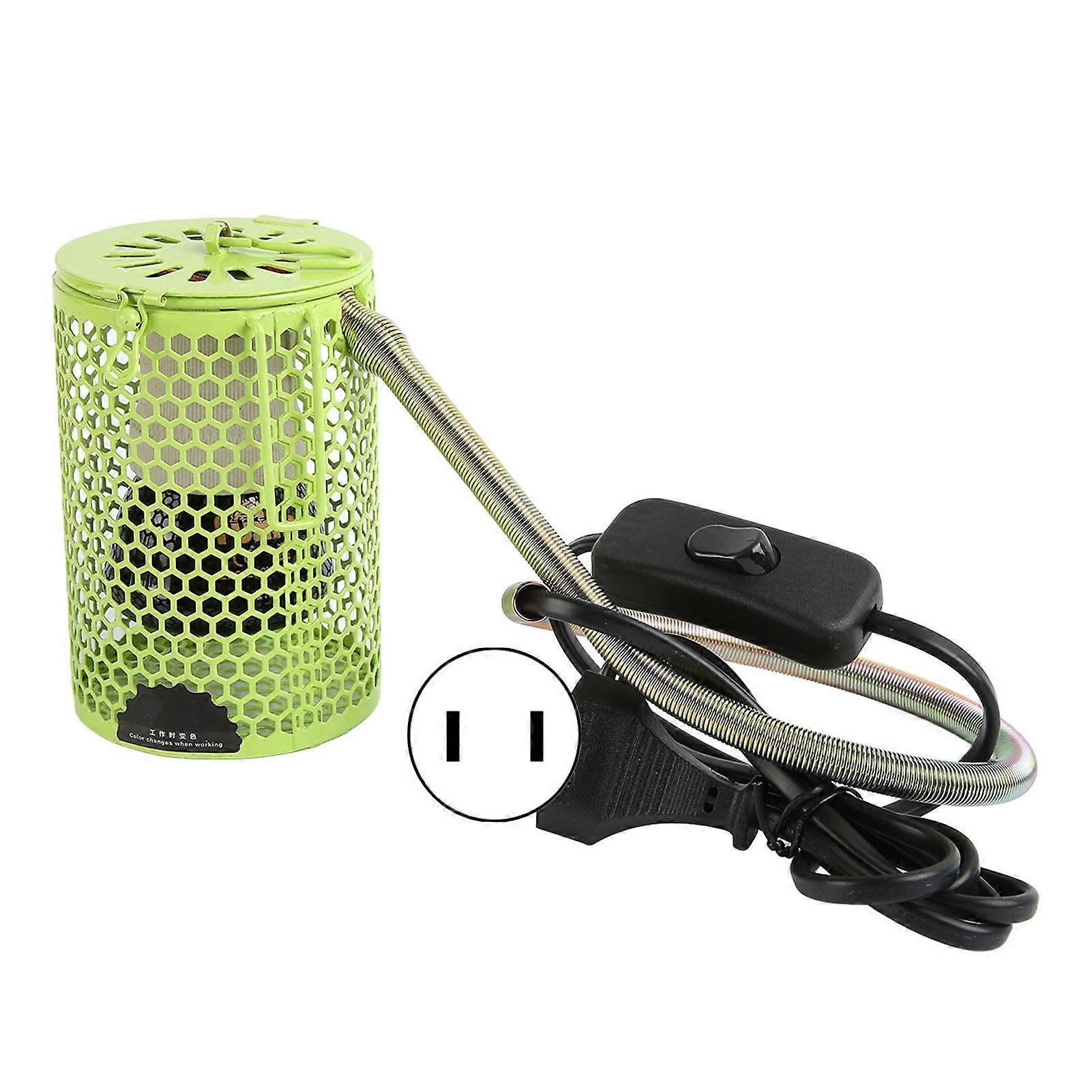 Reptile Heat Lamp Multifunction Ceramic Reptile Heat Lamp Bulb with Lampshade for Reptiles Frogs Hamsters Chicks 100W US Plug 110‑120V