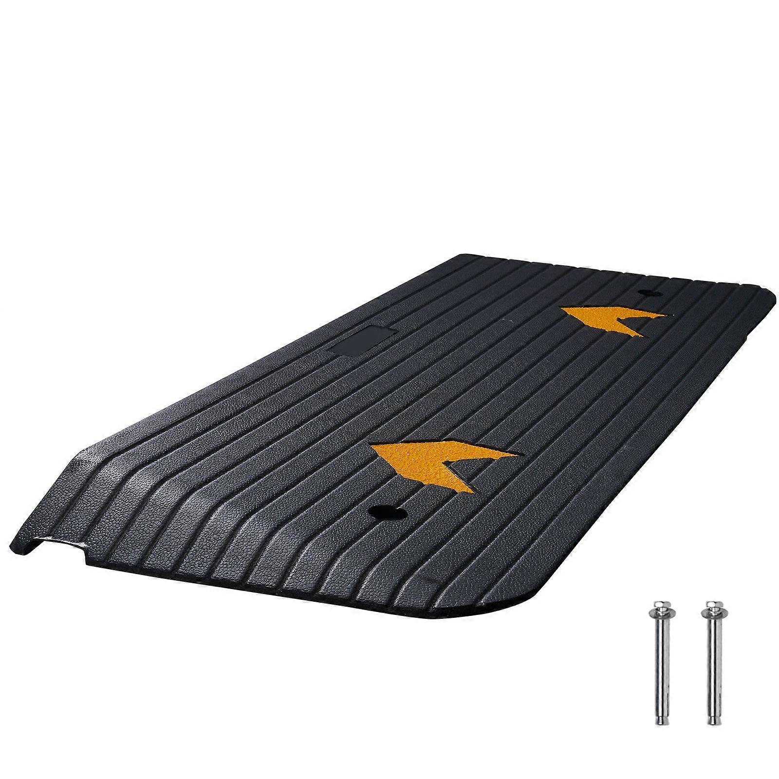 Upgraded Rubber Threshold Ramp, 1.5" Rise Wheelchair Ramp Doorway, Natural Curb Ramp Rated 33069 lbs Load Capacity, Non-Slip Textured Surface Rubber C