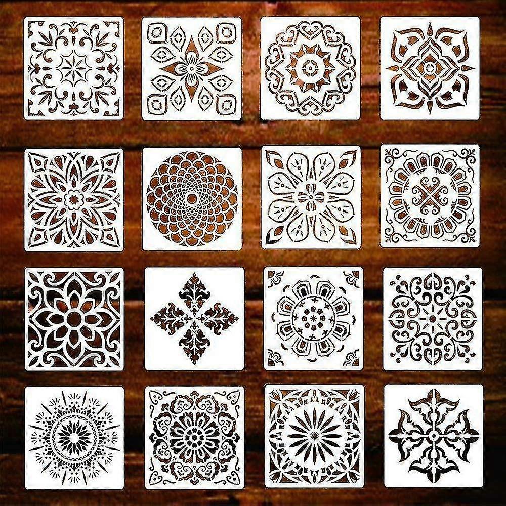16 Stück Mandala-Malschablone, wiederverwendbare Airbrush-Malvorlage